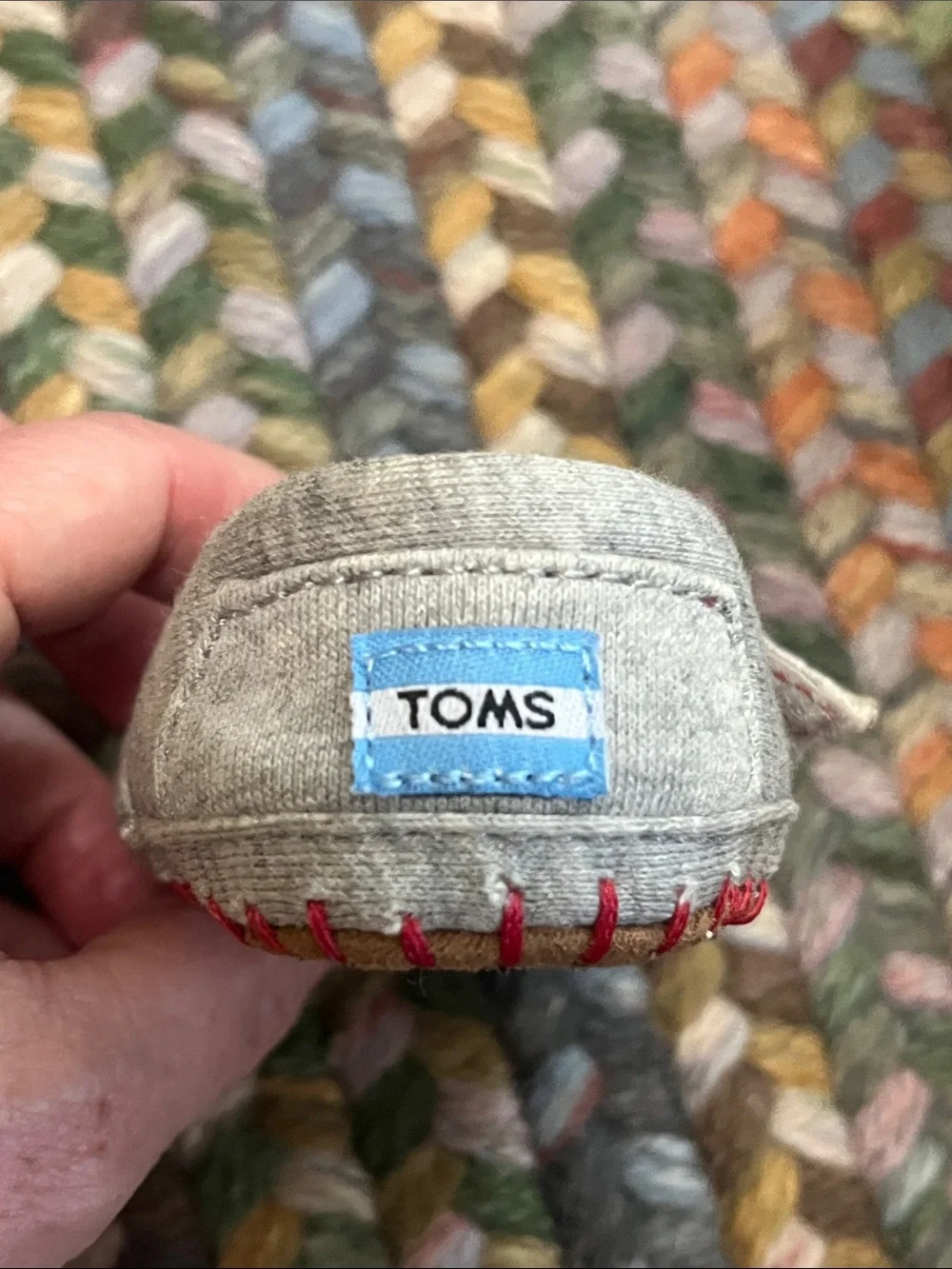 TOMS Toddler Grey Canvas Slip-On Shoes with Red Lining
